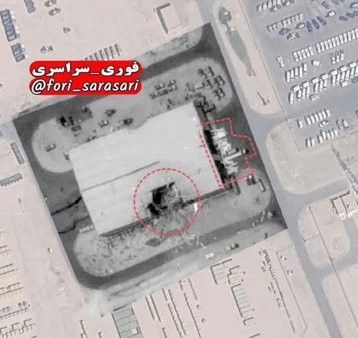 ویرانی مرکز تعمیر هواپیماهای جنگی آمریکا در پایگاه العدید قطر